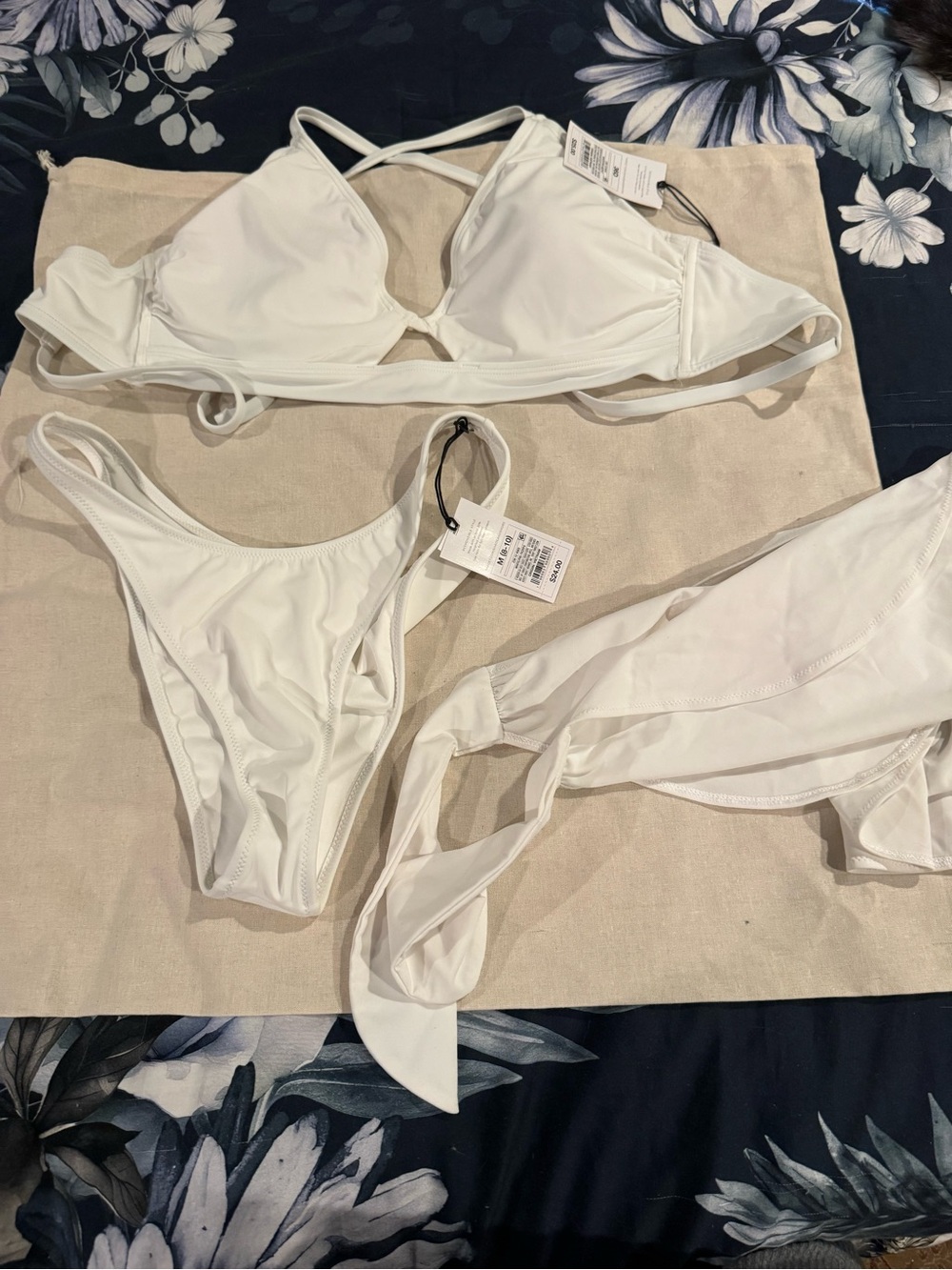 White Strappy Bikini Set with White Cover-Up. Shade & Shore. 3 items!